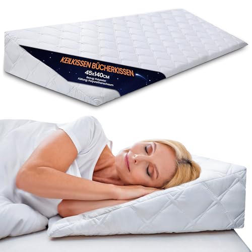 Totsy Baby Keilkissen für Bett und Sofa – 45x140 cm Lesekissen und Schaumstoff Rückenkissen Ideal zur Verwendung als Matratzenkeil Reflux kopfteil Kissen oder Bettkeil für Erwachsene