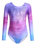 trudge Kinder Turnanzug Gymnastikanzug Mädchen Leotard Langarm Trikot Training Dancewear Gymnastikbody Tanzbekleidung Wettkampf Muster 9 130