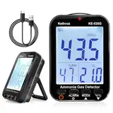 Ammoniagasdetektor, Kethvoz Luftqualitätsmesser überwachen von NH3 Ammoniak Gas im Innenbereich 0~100 PPM, Luftfeuchtigkeit und Temperatur, Wiederaufladbarer Ammoniak Gasdetektor Alarm 535G