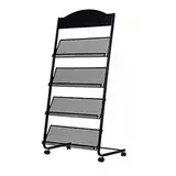 GENMO Stehender Zeitschriftenständer Informationsständer Lagerregal Zeitungsständer Display Rack Manuelles Buchregal Einzelseite Einfaches Eisen (Schwarz)