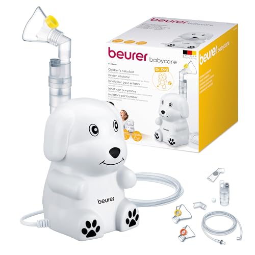 Beurer IH 24 Kids Inhalator mit kinderfreundlichem Design zur Verneblung von flüssigen Medikamenten, ab 6 Monate, hohe Verneblungsleistung und kurze Inhalationszeit, Silikonmaske für empfindliche Haut