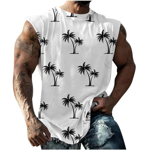 Herren Tank Top, Shirt Herren Mit Druck, Sleeveless Muskelshirt Unterhemd FüR Training Gym Fitness & Bodybuilding Leicht Rundhals Funktionsshirt Locker Freizeit Tops