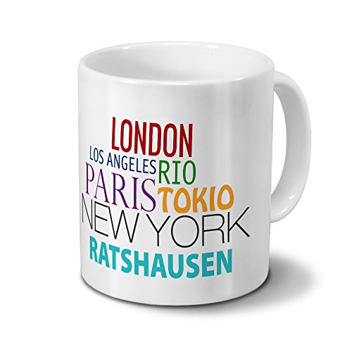 digital print Städtetasse Ratshausen - Design Famous Cities of The World - Stadt-Tasse, Kaffeebecher, City-Mug, Becher, Kaffeetasse - Farbe Weiß