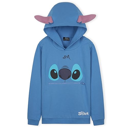 Disney Hoodie für Mädchen, Coole Pullover für Kinder und Jugendliche - Mädchen Geschenke (Blau Stitch, 11-12 Jahre)