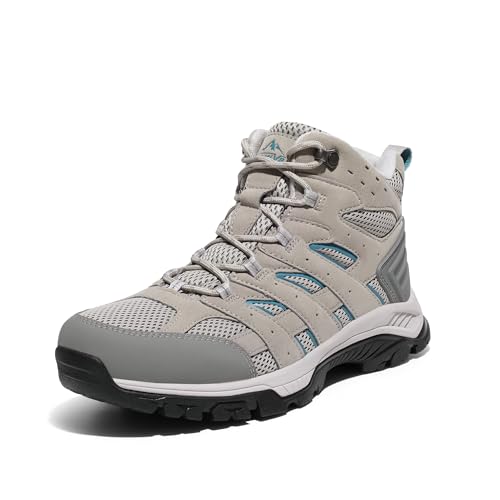 NORTIV 8 Damen Wanderschuhe Trekkingschuhe Atmungsaktiv Schuhe Outdoorschuhe rutschfeste Hiking Boots Wanderstiefel,Size 41,Hellgrau,SNHB2212W