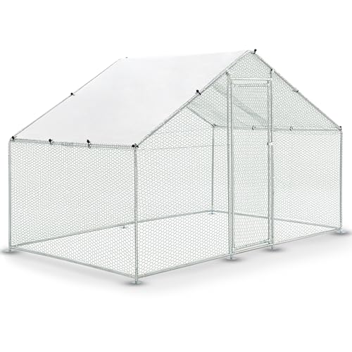 Juskys Freilaufgehege 3x2x2m - Hühnerstall aus Metall begehbar mit 6 m² Lauffläche, Tür & Riegel - Freigehege für Hühner, Kleintiere & Pflanzen