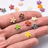 50 Stück Blumen Miniatur Resin,Mini Dekorierte Blümchen,3D Bunte Blume Deko,für Miniatur Puppenhaus Zubehör,Miniaturlandschaften,Nagel Kunst DIY Dekorations