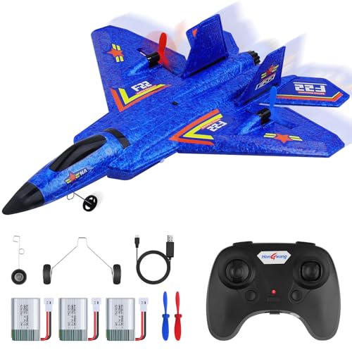 Henakmsl RC Flugzeug 3CH Ferngesteuerter Kämpfer 2.4GHz RC Flugzeug RTF für Anfänger, Kinder und Erwachsene, FX22 Flugzeug Spielzeug mit Farbigen LED-Leuchten USB-Aufladung
