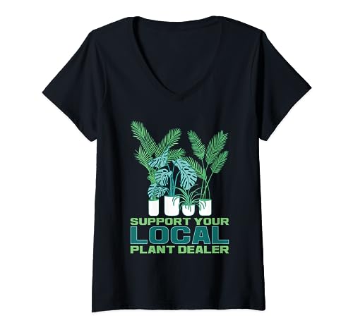 Unterstützen Sie Ihren lokalen Pflanzenhändler Love Plant Garden Planting T-Shirt mit V-Ausschnitt