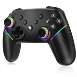 Fulkeley Switch Pro Controller, Switch Controller für Switch/Switch Lite/Switch OLED, PC Controller Wireless mit Turbo, 6 Achsen Gyroskop, Macro, Vibration, Aufwachen, RGB Licht