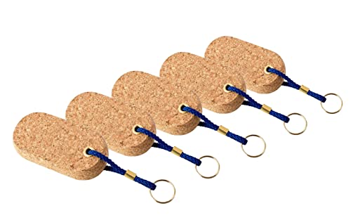 5er-Pack Boots Schlüssel-Anhänger aus Kork | maritime Anhänger für Schlüssel (Oval, flach) | 3 verschiedene Formen zur Auswahl