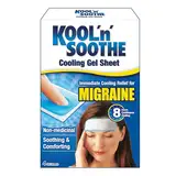 KOOL 'N' SOOTHE MIGRÄNE Kühlgelfolie Deutsche Version / 4 Stück/Sofortige Kühlende Linderung Bei Migräne Und Starken Kopfschmerzen
