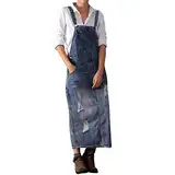 Jeans Latzkleid Damen Jeansrock Damen Lang Latzkleid Damen Mini Sommerkleider Rock Strapsrock Kleid Lässiges Retro Denim Trägerkleid A Linie Gewaschenes Denim Kleid Mit Tasche