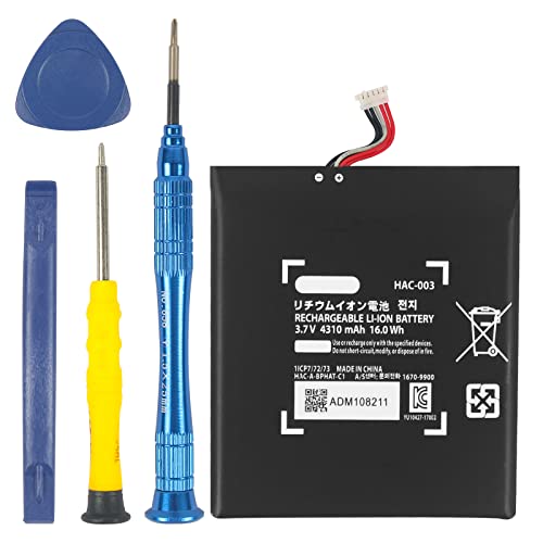 YISHDA HAC-003 Akku Ersatz 4310mAh Kompatibel für Nintendo Switch 2017 Spielkonsole HAC-001 Interner Akku mit Schraubendreher Reparatur-Werkzeug-Kit……