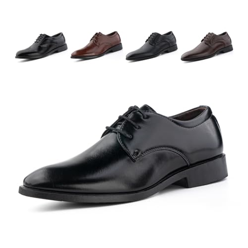 Anzugschuhe Herren Schnürhalbschuhe Oxford Schuhe Lederschuhe Faux Männer Brogues Derby Hochzeitsschuhe Business Klassischer Schnürschuh Schwarz GPG808 Schwarz 45