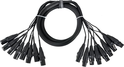 Pronomic Stage MX8/0-1,5 Sub-Multicore XLR 1,5m - 8-fach Multicore XLR male auf XLR female - Nummerierte XLR-Steckverbinder aus Metall - Ideal für Tonstudio und Bühne - Länge: 1,5 Meter - Schwarz