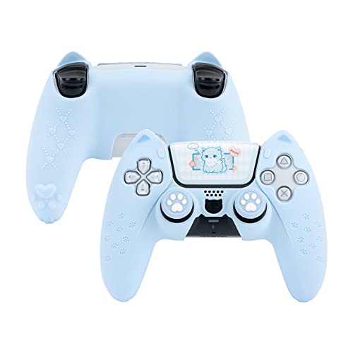 GeekShare Blue Cat Paw PS5 Controller Skin Anti-Rutsch-Silikonhülle Schutzhülle für Playstation 5 Wireless Controller Zubehör