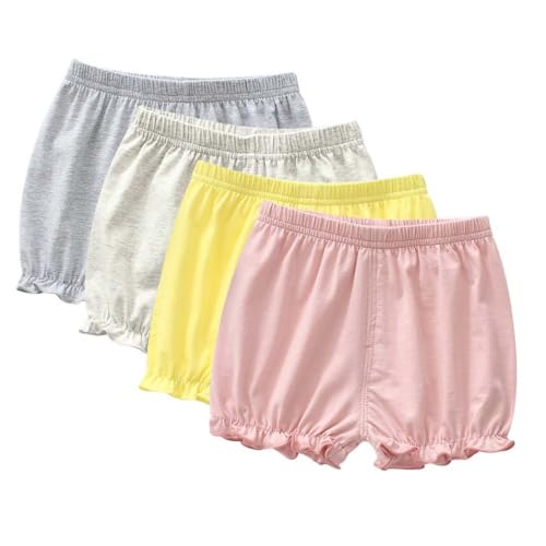 AOOPOO 4er Pack Baby Mädchen Pumpshorts Neugeborene Baumwolle Unterwäsche Unterhosen Rüsche Hose Bloomer Shorts Baby Höschen Windelhöschen Säugling Kleinkinder Pumphose Windelabdeckung