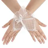 Spitze Handschuhe Fingerlose Weiß Damen Transparente Fingerlose Netzhandschuhe, Fingerlose Damen-Kurzschleifen, Mädchen Maskerade Spitzenhandschuhe, Tanz, Cosplay für Elegante Halloween-Teeparty