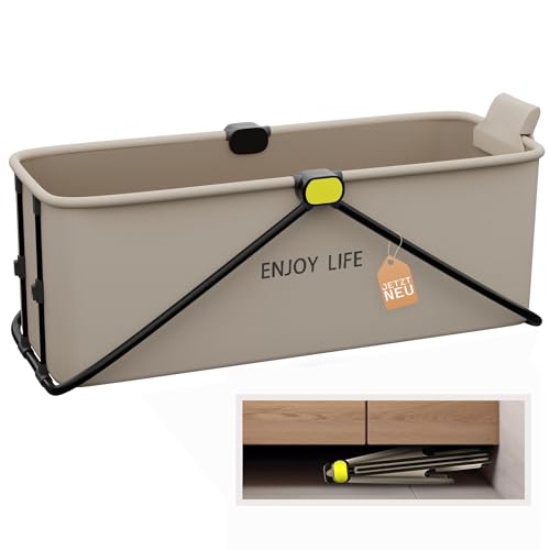 MyZone faltbare Badewanne, 150 x 60 x 50 cm | Klappbare, Mobile, Platzsparende, Badewanne für Dusche | Outdoor, Duschbadewanne, Eisbad/Eiswanne | Alternative zu aufblasbare Badewanne Erwachsene Grau