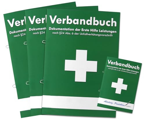 3er Pack Verbandbuch Erste Hilfe - Heraustrennbare Seiten nach DSGVO Verbandsbuch DIN A 5 nach § 24 Abs. 6 der Unfallverhütungsvorschrift