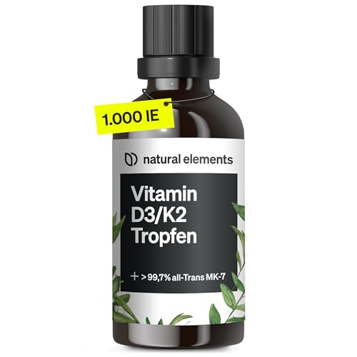 Vitamin D3 + K2 Tropfen 50ml - Premium: 99,7+% All-Trans (K2VITAL® von Kappa) + hoch bioverfügbares Vitamin D3 - Laborgeprüft, hochdosiert, flüssig und in Deutschland produziert