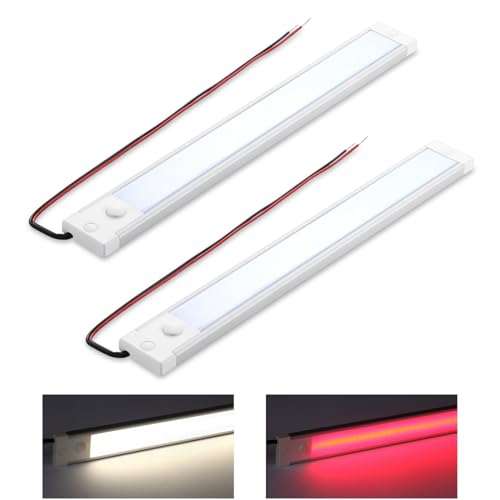 acegoo 12V LED Unterbauleuchte 470lm Wohnmobil Dimmbar 4,5W Integriertem Dimmschalter&Rotes Licht, Kabine für Boot Yacht Wohnwagen Camper Innenbeluchtung 305mm 2PCS (4000K)