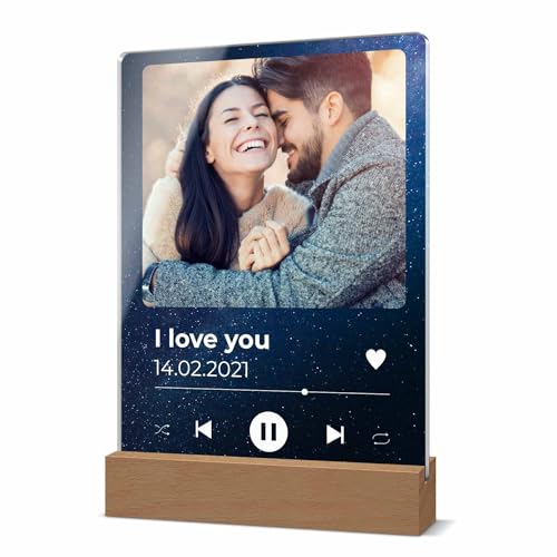 CHRISCK design LED Spotify Lampe mit Foto - Acrylglas - Titel und Musikalbum | Song Cover Leuchte | Geschenkidee für Partner Freund Paare zum Geburtstag | Music Cover beleuchtet