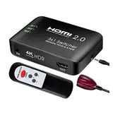 HEALBYBLE 2.0 Switch 4K 60Hz Splitter 3 Port Switcher Adapter mit IR-Fernbedienung for Xbox Series X PC PS5 Projektor,Mehrere Schaltmodi(3X1)