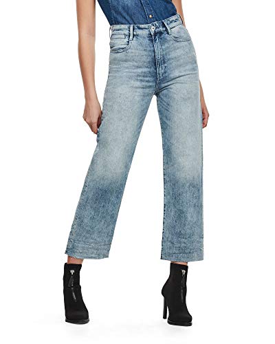 G-STAR RAW Damen Tedie Ultra High Straight Ripped Edge Ankle Jeans, Blau (Sun Faded Arctic D17177-C298-B470), 30W / 32L