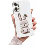 Miagon Kaninchen Ständer Hülle für Honor X7A,Cute Mädchen Dünn Galvanisierte Schutzhülle Weiches Case Bumper mit Hase Skalierbar Halter Kickständer