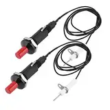 XAVSWRDE 2 Stück Set Piezozünder Piezo Zündung Hitzebeständig Gasgrill Zünder Push Button Piezo Igniter Electrode Ignition Spark mit Druckknopf Piezo Funkenzünder für Gasgrill Bräter Gas Heizer (1M)