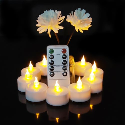 Jialine 12 Stück LED Teelichter mit Fernbedienung, LED kerzen, Teelichter, elektrische Kerze Lichter Batterie Dekoration für Halloween, Party, Weihnachten, Ostern, Hochzeit