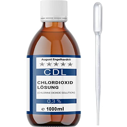 1000ml Chlordioxid-Lösung 0,3% – CDL/CDs in Braunglasflasche & HD-PE Pipette zum Tropfen (1 Liter)