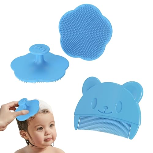 Schorfkamm Baby,Babybürste,Milchschorf Baby Entfernen Kamm,Baby Bürste,Haarbürste Baby,Milchschorf Kamm,Weichen Silikon Baby Bürste,für Ihre Freundin,Die Ein Blei Hat Oder Schwanger(Blau）