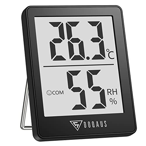 DOQAUS Hygrometer Thermometer Innen, Mini Thermo-Hygrometer Innen Feuchtigkeit Raumthermometer Luftfeuchtigkeitsmessgerät mit Hohen Genauigkeit, für Innenraum, Babyraum, Wohnzimmer, Büro