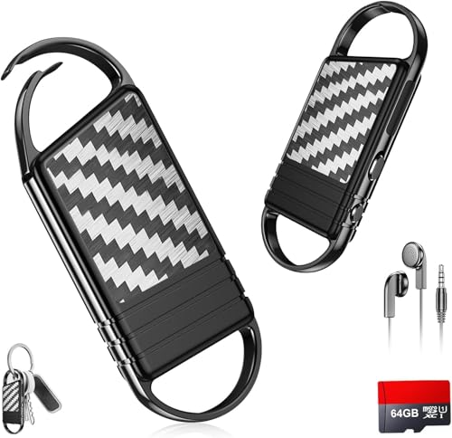 64GB Digitales Diktiergerät - 4800Hr Audio Aufnahmegerät, AI Rauschunterdrückung Audio-Aufnahme mit Wiedergabe, Aufhängbar Sprachaktivierte Voice Recorder, Voice Recorder für Interviews, Vorträge