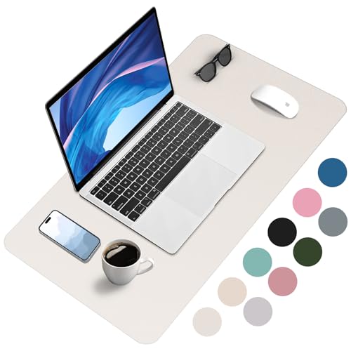 Zanfqvo Schreibtischunterlage 80x40cm - Mauspad XXL aus PU-Leder, Wasserdicht und rutschfest - Multifunktionales schreibunterlagen - tischunterlage für Büro/Home/Laptop (Beige)