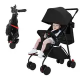 Sinbide Kinderwagen, Kinder Buggy, Zusammenklappen mit einer Hand, Kinderbuggy mit Liegefunktion, Fußstützen, Atmungsaktive Netze und Vorzelte, Rückenlehne mit hartem Kissen, Hinterrad mit Fußbremse