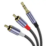 MOSWAG Cinch Kabel Cinch auf Klinke 3.3ft/1M, Audio Aux 3,5mm Klinke zu 2 Chinch RCA Y für MP3, Tablets, Stereoempfänger, Auto, Lautsprecher, HDTV usw