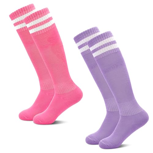 HYCLES 1/2 Paar Fußballsocken Kinder Sportsocken Schule Lange Fußball Socken Atmungsaktiv Elastische Socken für Mädchen Jungen von 3-6 Jahre