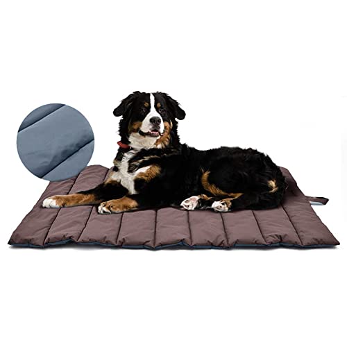 XIAPIA wasserdichte Hundematte für Outdoor, Waschbares Hundebett, Antistatik, Hygienisch, Faltbar, Große Reisedecke für Haustier 110x68 cm (Braun/Blau)