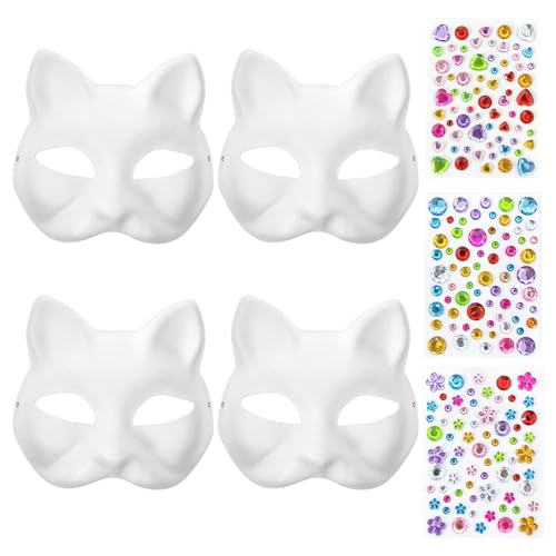 7 Stück Katzenmaske, Therian Mask Cat Maske Katzen Maske Katzenmasken Zum Anmalen Diy Gemalt Diamant, für Halloween Rollenspiele, Singles Partys, Tänze, Karneval