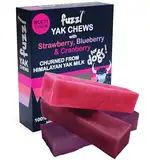 Fuzzl Yak Kaukäse für Hunde - 3er Pack Erdbeere, Blaubeere, Cranberry - 195g Hundeleckerli aus Himalaya Yak Milch