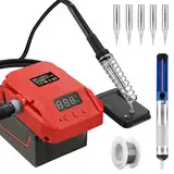 Lötkolben Station für Milwaukee M18 18V Batterie, Akku Lötkolben Kit mit Digital LCD Display, mit 25g Lötdraht,°C/ºF Konvertierung, Kalibrierungsunterstützung für DIY, Gerätereparatur (Nur Werkzeug)