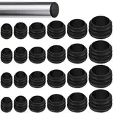 Realure 120 Stück Lamellenstopfen Rund, Schwarz Rohrstopfen 12mm/16mm/20mm/22mm/25mm/30mm, Hart Kunststoffstopfen für Rohre, Rohrkappen Rund für Abdichtung von Rohren, Stuhlbeinkappen Gartenstühle