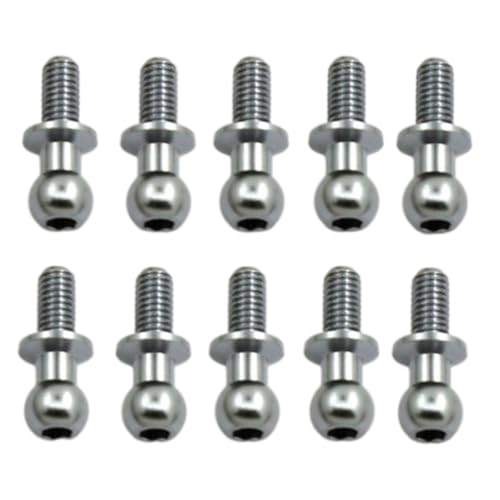 Upiulote M3 Metall -Hex -Kugelkopfschrauben mit TT01 TT02 D5 1/10 RC -Driftauto -Ersatzteile 10pcs Grau kompatibel