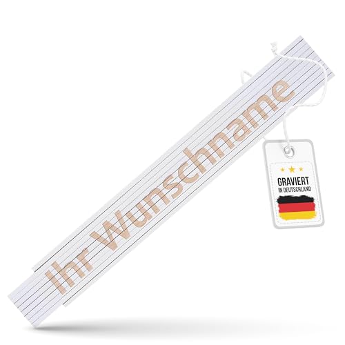 andSmile Zollstock personalisiert - Meterstab mit Namen - personalisierter Zollstock aus Buchenholz - Werkzeug mit Gravur & Wunschname - Geschenk zum Geburtstag, Vatertag