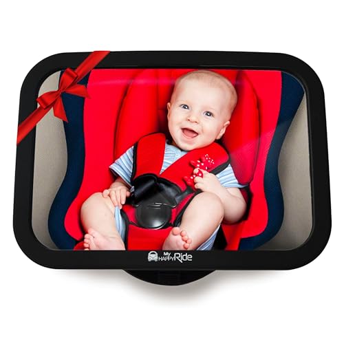 MyHappyRide Rücksitzspiegel fürs Baby, Bruchsicherer Auto-Rückspiegel für Babyschale, 360° schwenkbar Baby Autospiegel, Autositz-Spiegel ohne Einzelteile, für Kinder in Kinderschale, Kindersitz