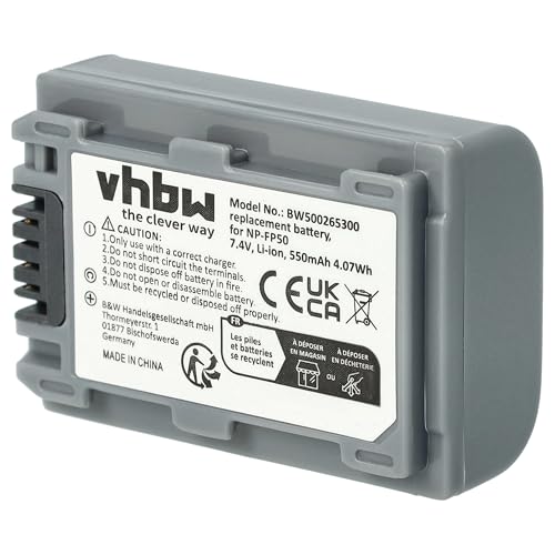 vhbw 1x Akku kompatibel mit Sony DCR-DVD Serie DCR-DVD202E, DCR-DVD202, DCR-DVD105E, DCR-DVD105 Videokamera Camcorder (600 mAh, 7,2 V, Li-Ion)